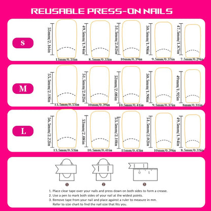 Tmani 10pc Extra Long Handmade Press-On Nails – Diamond Glitter Square Tips
