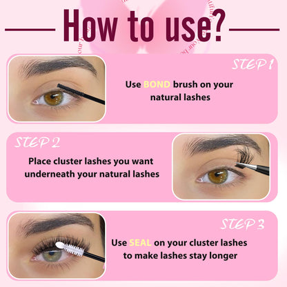 TNFVLONEINS Fluffy Lash Extension Kit 60D/80D/100D – 300Pcs with Bond & Seal and Tweezers