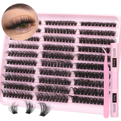 TNFVLONEINS Fluffy Lash Extension Kit 60D/80D/100D – 300Pcs with Bond & Seal and Tweezers