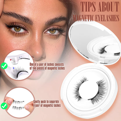 TNFVLONEINS Magnetic Eyelashes with Applicator - No Glue or Eyeliner, Clear Band, Wispy Look