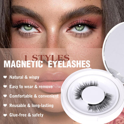 TNFVLONEINS Magnetic Eyelashes with Applicator - No Glue or Eyeliner, Clear Band, Wispy Look
