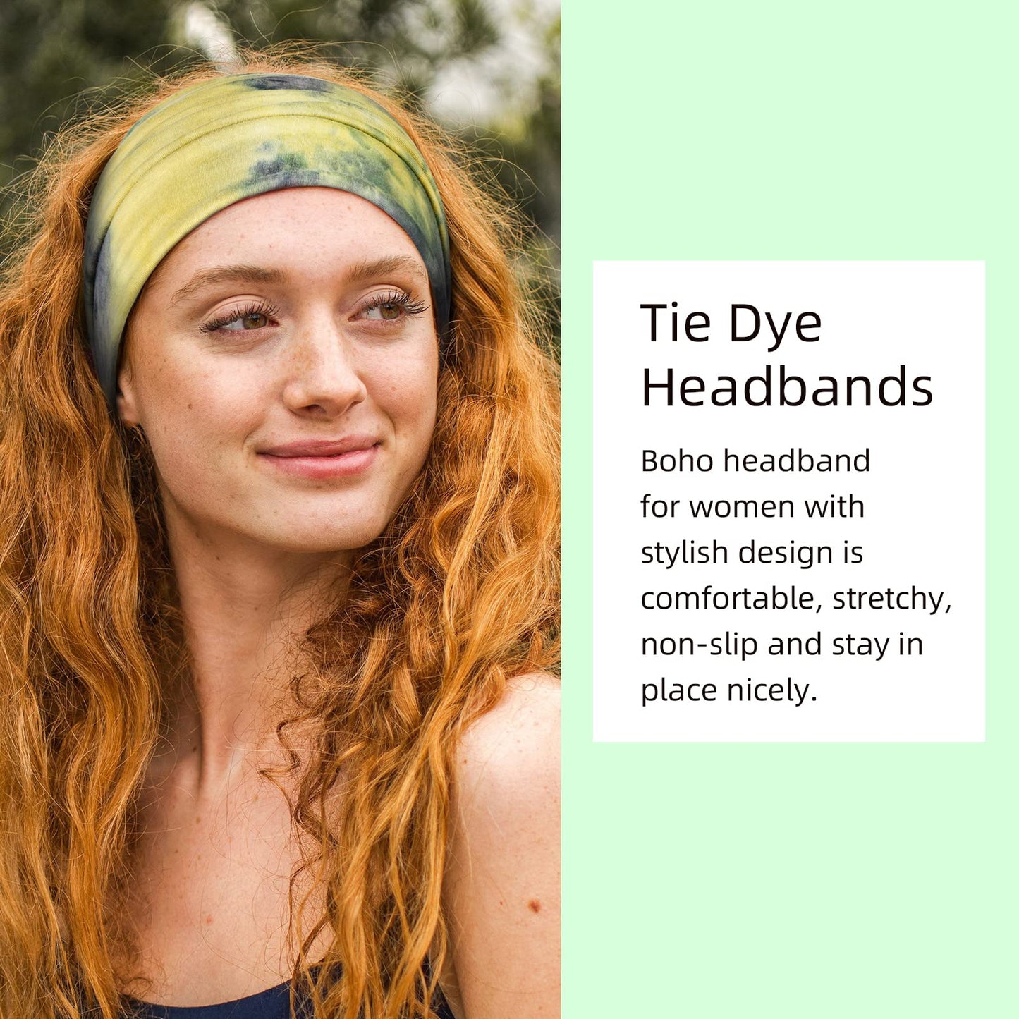 Tobeffect Wide Headbands for Women - Tie-Dye Turban Headbands (6 Pack)