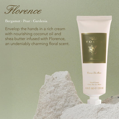 TOCCA Florence Hand Cream Luxe, 4 oz – Bergamot, Pear & Gardenia | Moisturizing, Quick-Absorbing