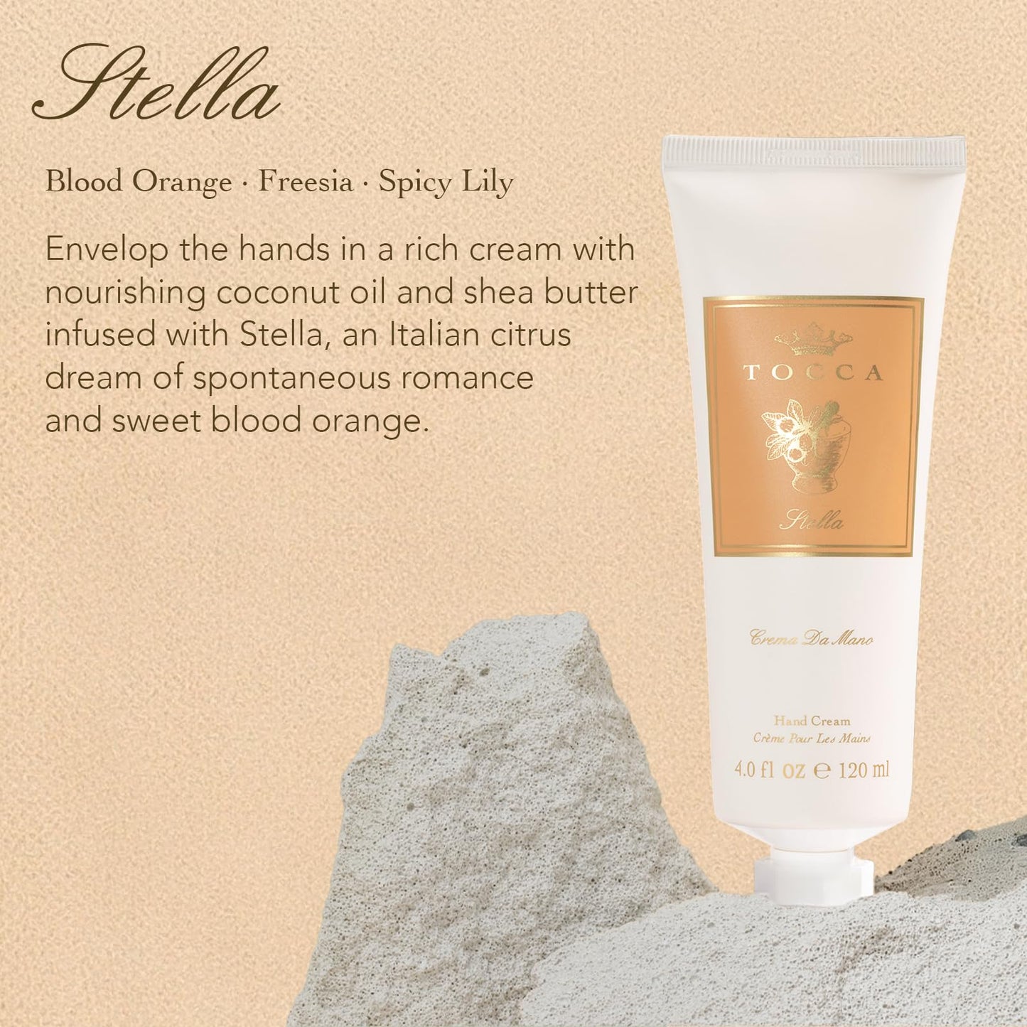 Tocca Stella Hand Cream Luxe 4 oz – Blood Orange, Freesia, Spicy Lily | Moisturizing & Quick-Absorbing