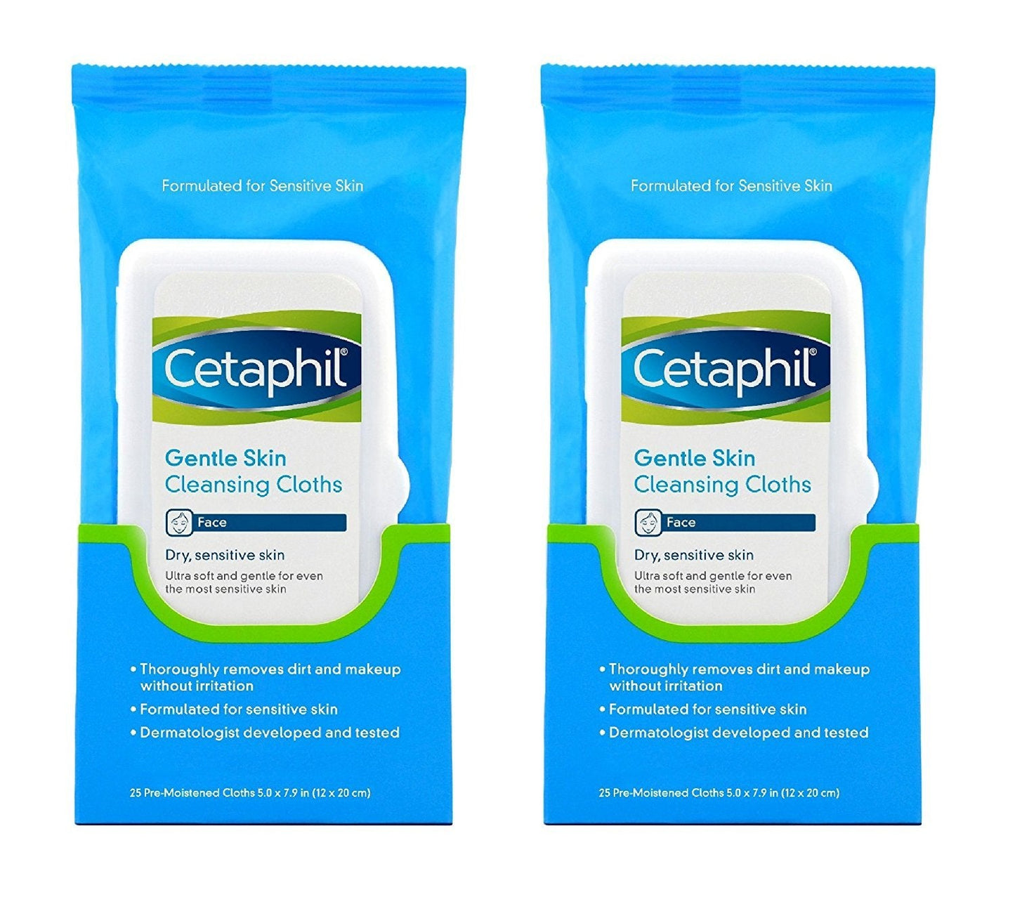 Toeah Cetaphil Gentle Skin Cleansing Cloths – 2 Packs of 25 Sheets