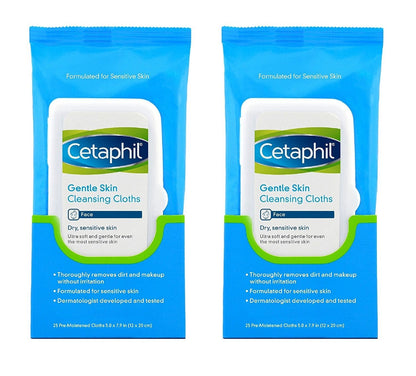 Toeah Cetaphil Gentle Skin Cleansing Cloths – 2 Packs of 25 Sheets