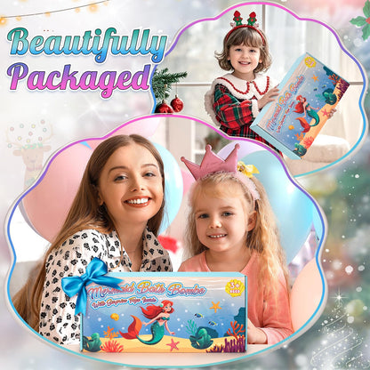 Toidgy Mermaid Bath Bombs for Kids – 8-Piece Organic Surprise Toy Bath Set for Girls