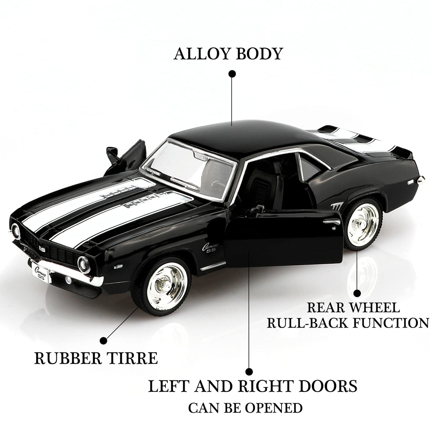 TOKAXI 1/36 Scale Chevrolet 1969 Camaro SS Diecast – Pull-Back Toy Car