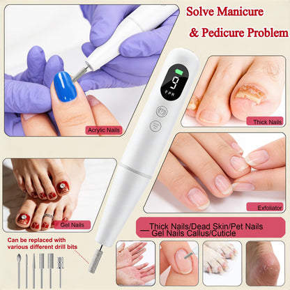 TOMETOTES Salon-Grade Electric Nail Drill – Cordless Nail File with LED Display