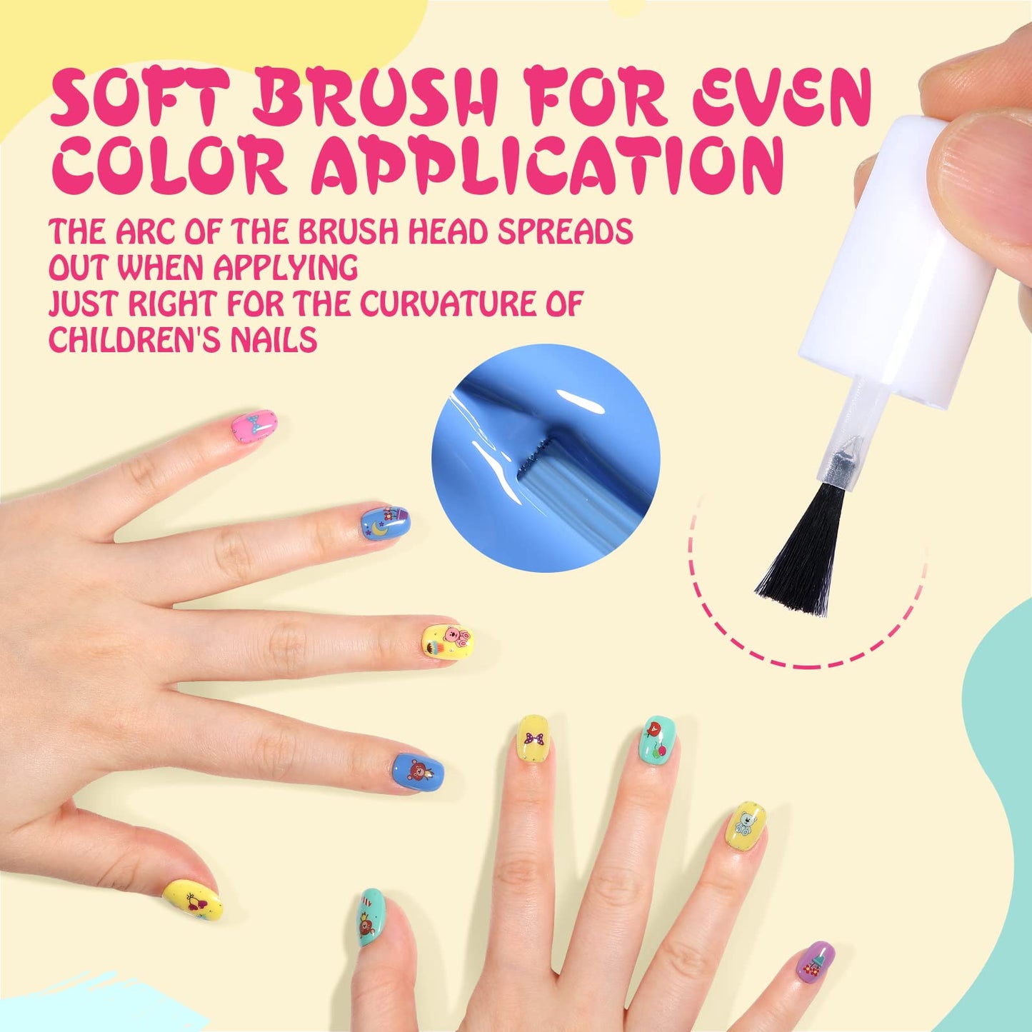 TOMICCA Kids Nail Polish Set - 12 Non-Toxic Water-Based, Odorless Peel-Off, Quick-Dry Colors (Ages 3+)