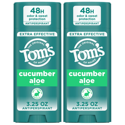 Tom’s of Maine Cucumber Aloe Antiperspirant – 2 Pack, 3.25 oz each, 48h Sweat & Odor Protection