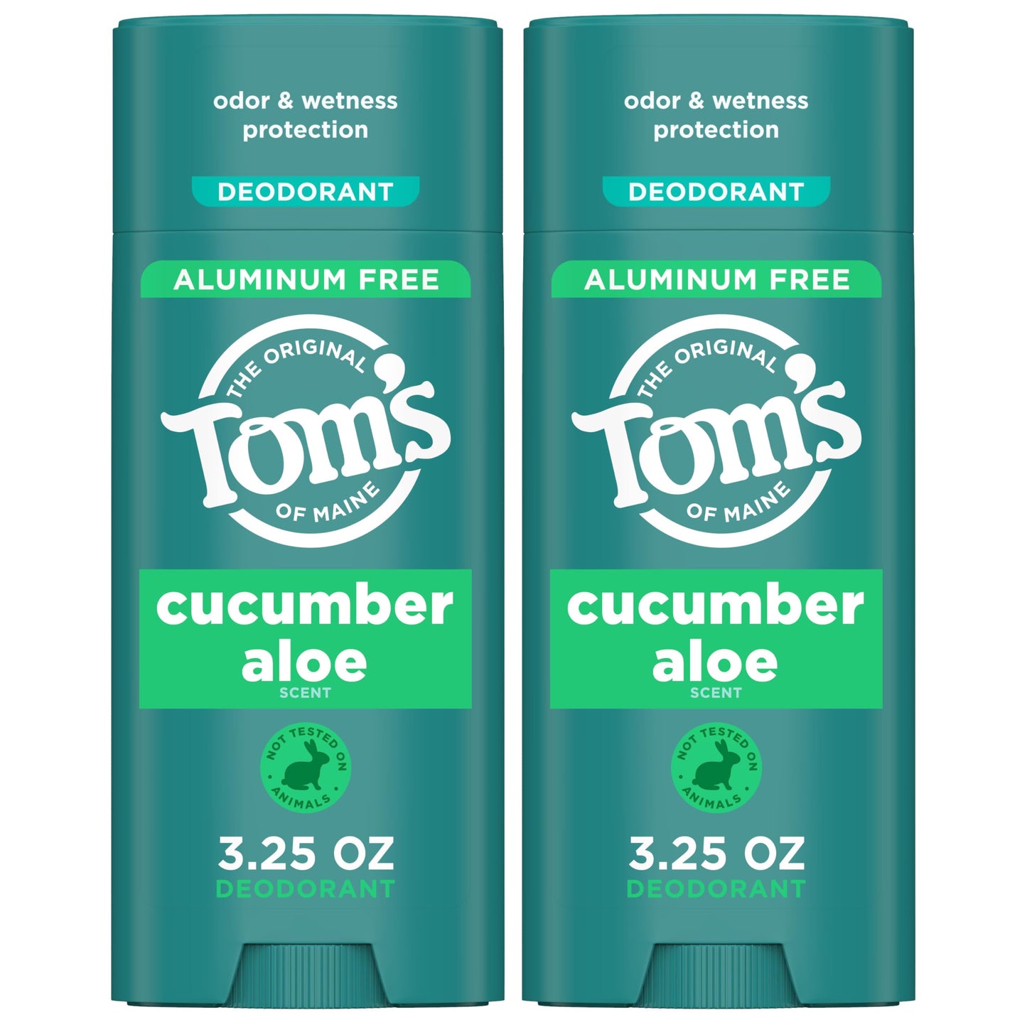 Tom's of Maine Cucumber Aloe Aluminum-Free Natural Deodorant – Goes on Clear | Odor & Wetness Protection | 3.25 oz (2 Pack)