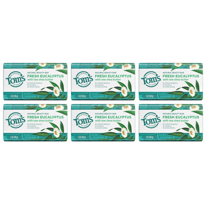 Tom's of Maine Moisturizing Natural Beauty Bar Soap - Fresh Eucalyptus, 5 oz (Pack of 6)