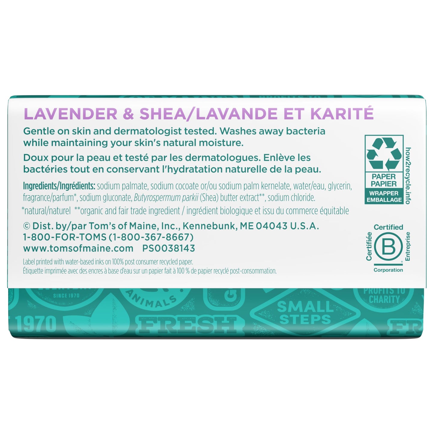 Tom's of Maine Lavender & Shea Natural Beauty Bar Soap – 6-Pack, 5 oz Bars (Packaging May Vary)