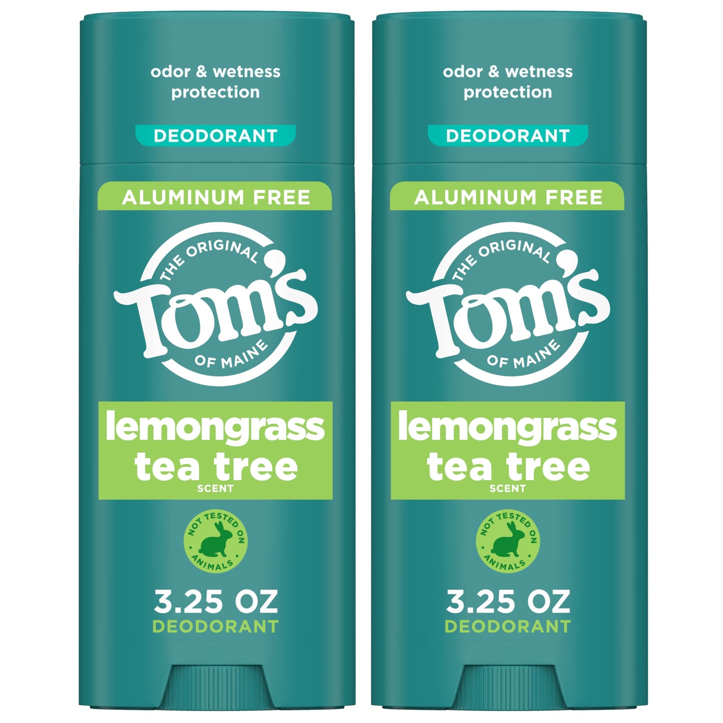 Tom's of Maine Lemongrass Tea Tree Aluminum-Free Deodorant – 2 Pack (3.25 oz)