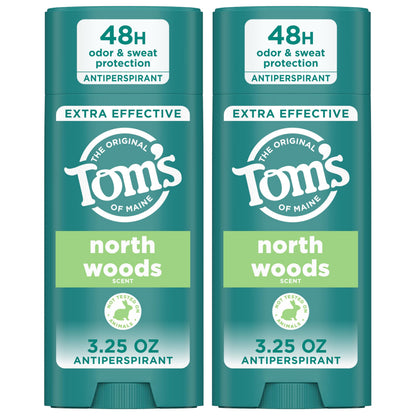 Tom's of Maine North Woods Antiperspirant Deodorant – 48H Odor & Sweat Protection, Patchouli & Lavender, 3.25 oz 2-Pack