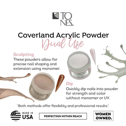 TONES Coverland Greench Acrylic Nail Powder – Limited Edition 1.5 oz for Nail Design & Masking Imperfections