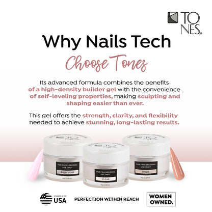 TONES Premium Self-Leveling Nail Builder Gel Cherry Blossom (0.5 fl oz) – UV/LED, 10-Free
