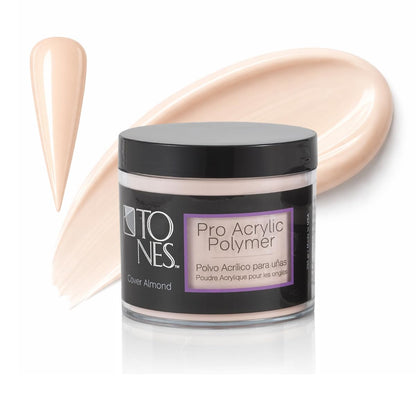 TONES Pro Acrylic Nail Powder – Cover Almond Soft Nude Beige, 8.5 oz | Salon-Quality Extensions & 3D Art