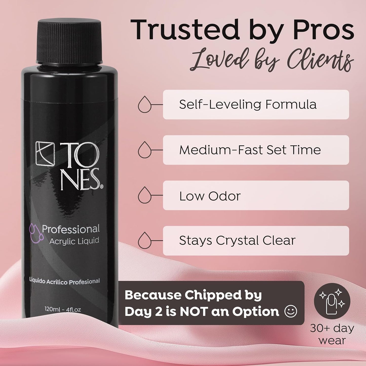 TONES Watermelon Scented EMA Monomer - Odor-Neutralizing Acrylic Liquid, Non-Yellowing, Superior Adhesion, MMA-Free, Made in USA (8 fl oz)