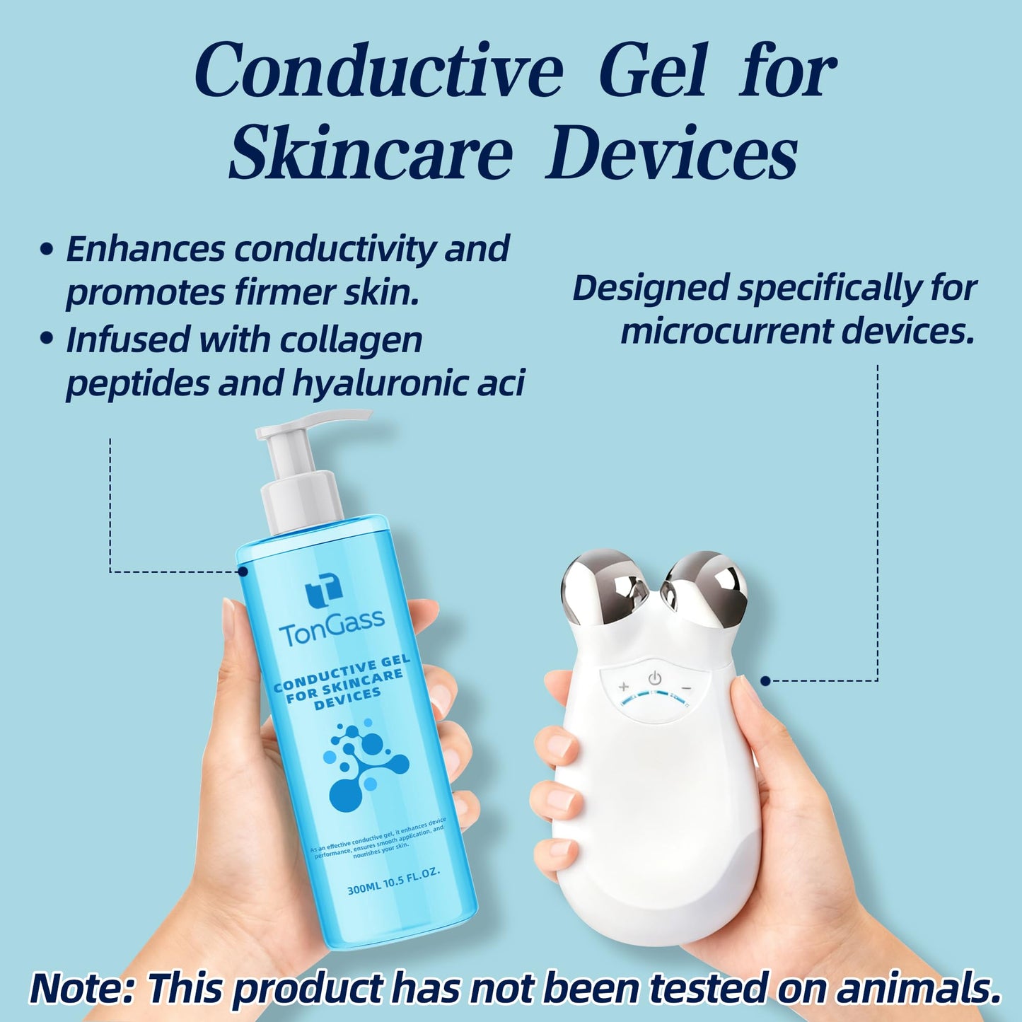 TonGass Conductive Gel for Microcurrent & LED Facial Devices | Hydrating Gel with Hyaluronic Acid & Collagen Peptides