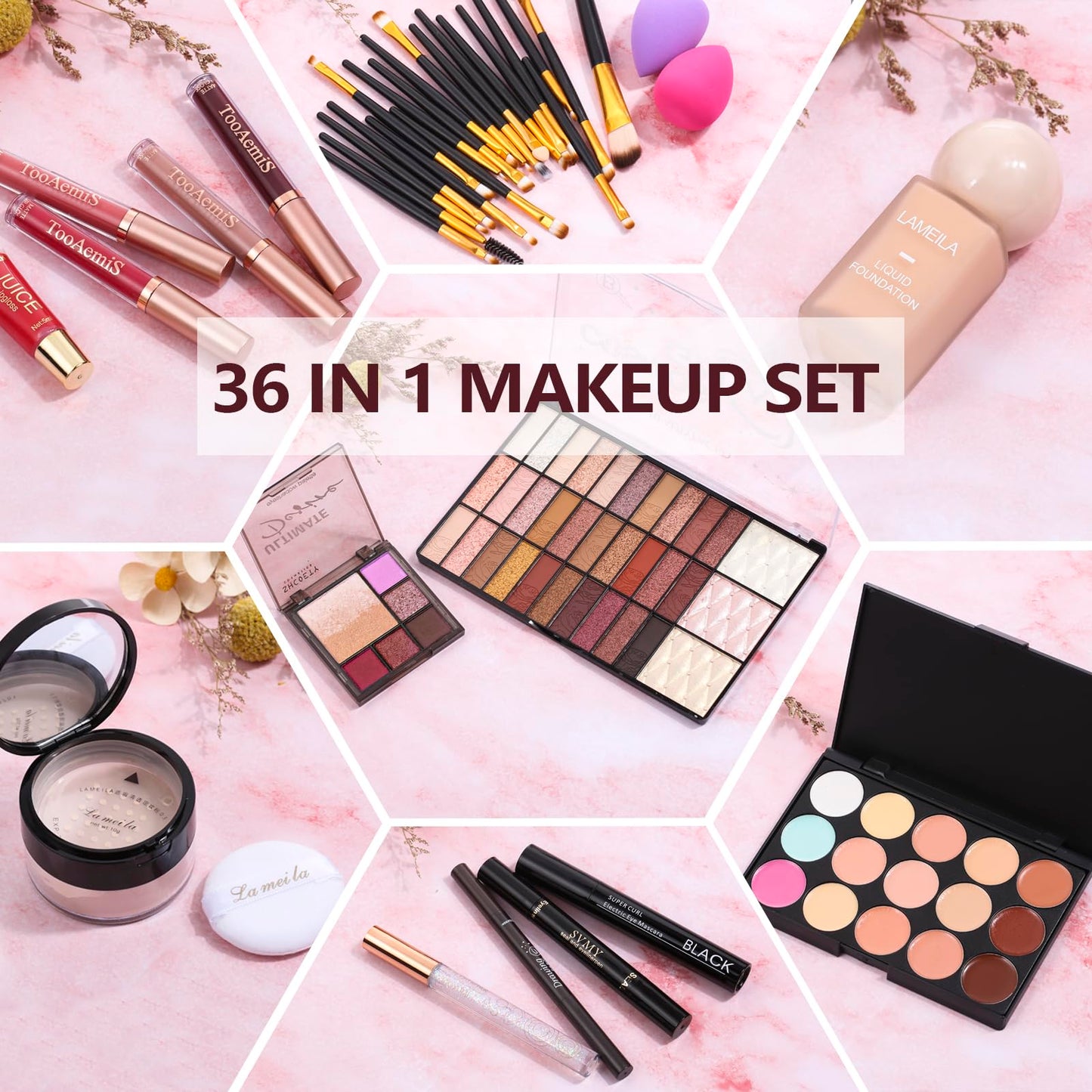 TooAemiS Makeup Kit for Women – All-in-One Pro Set (Eyeshadow, Foundation, Lipstick)