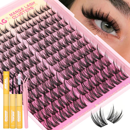 TOOCHUNAG Wispy Lash Clusters Kit — Spiky Manga Lashes (8–14mm) DIY Extensions