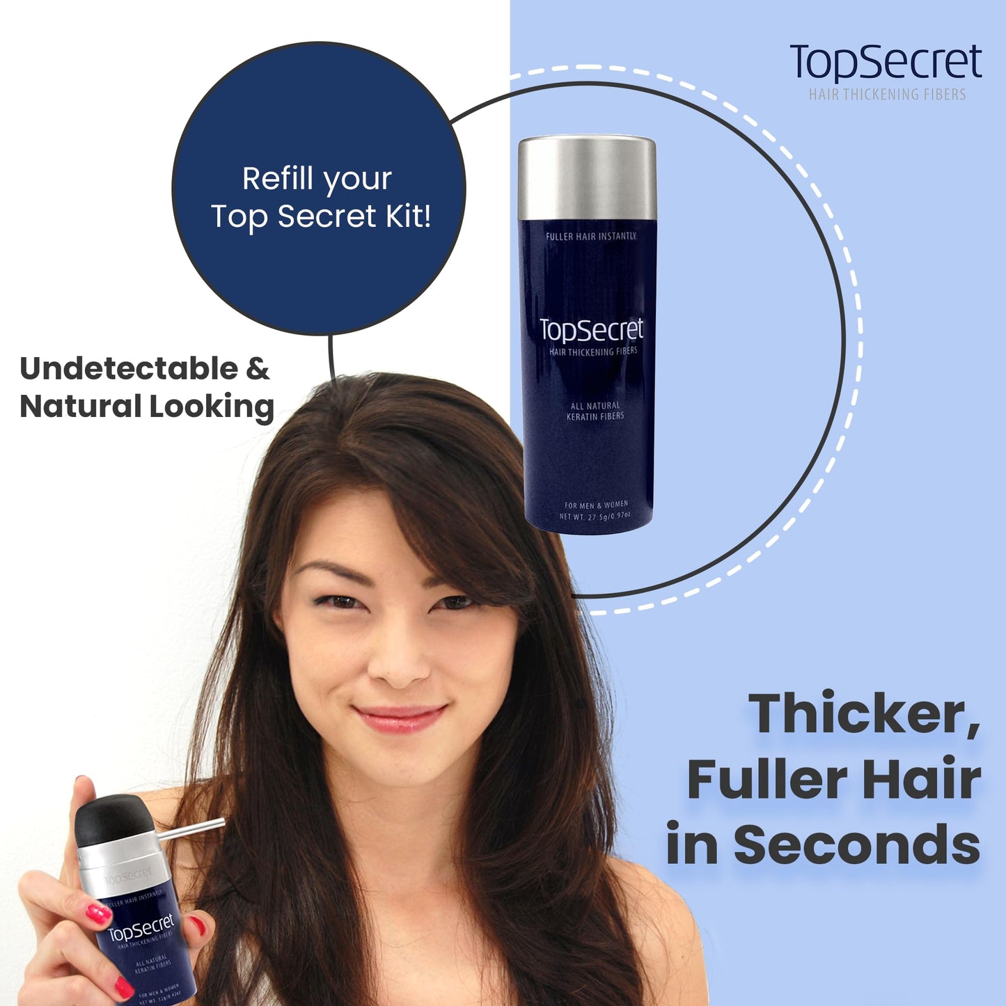 Top Secret Hair Building Fiber Refills – Undetectable Thickening (Auburn, Regular)