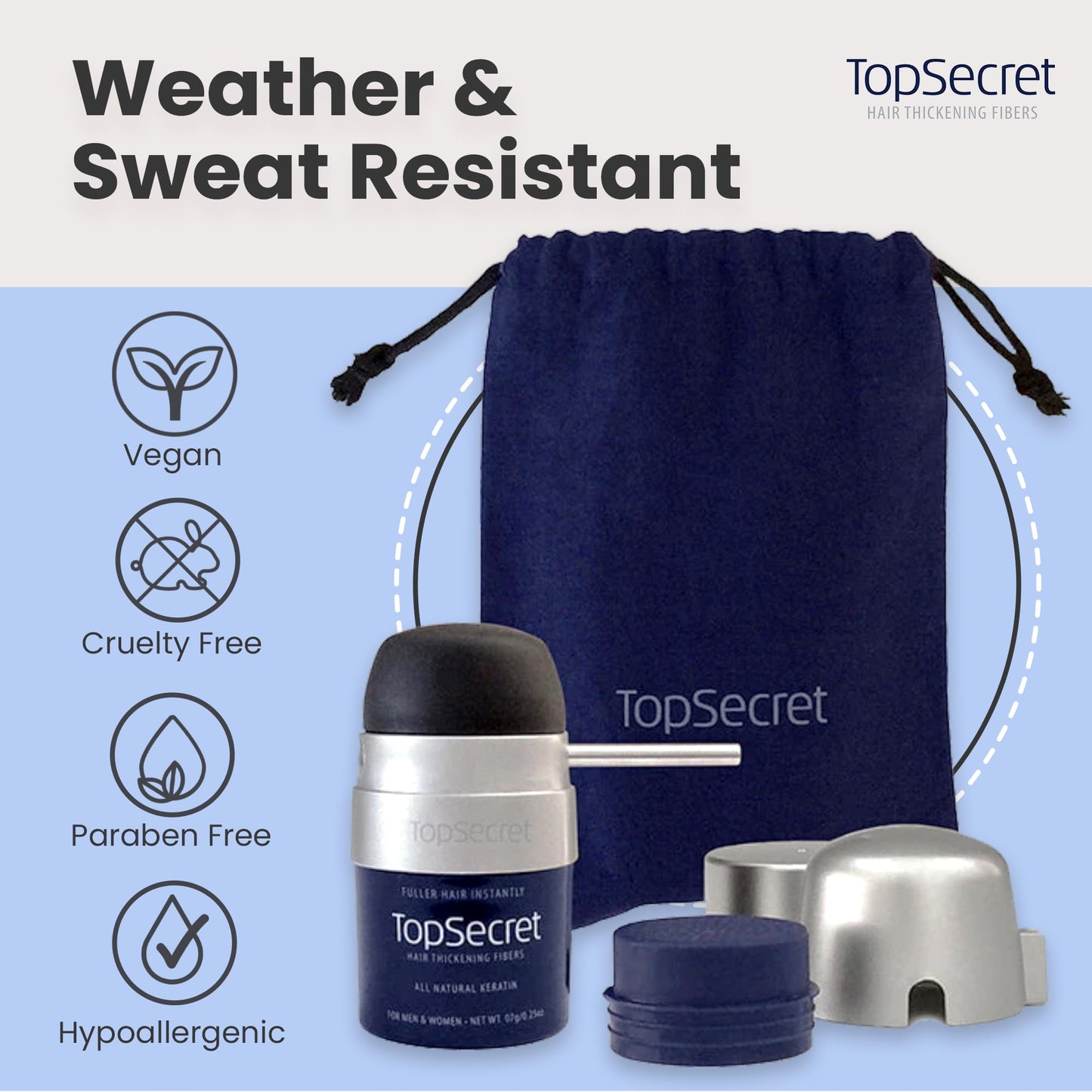 Top Secret Hair Thickening Fibers with Applicator – Light Brown (Travel Size)