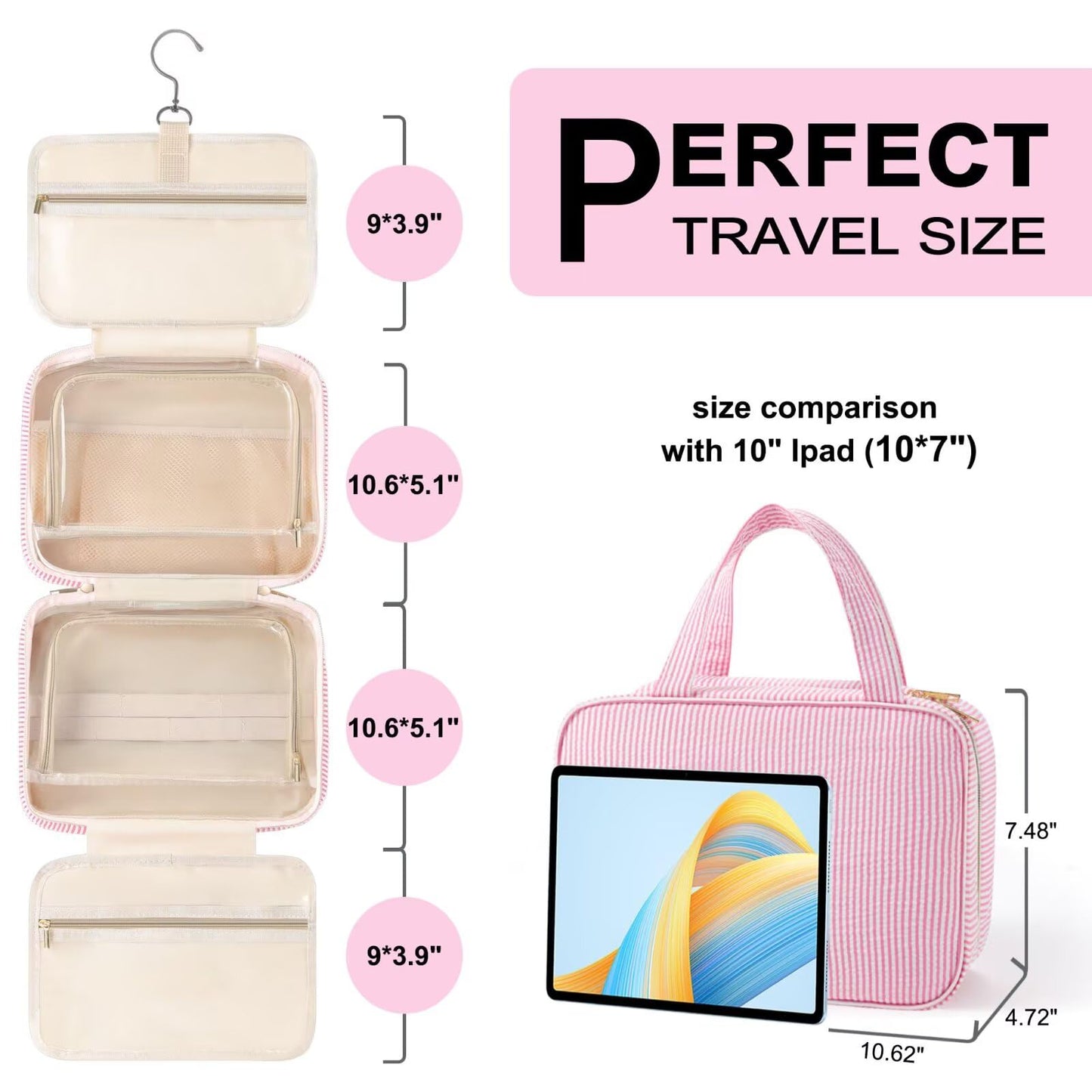 TOPEAST Travel Hanging Toiletry Bag with Personalized Initial – Valentines Gift