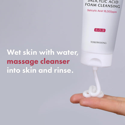 TOSOWOONG Salicylic Acid Foam Cleanser – Deep Pore Cleansing for Oily Skin, 18,000ppm SA, 100ml