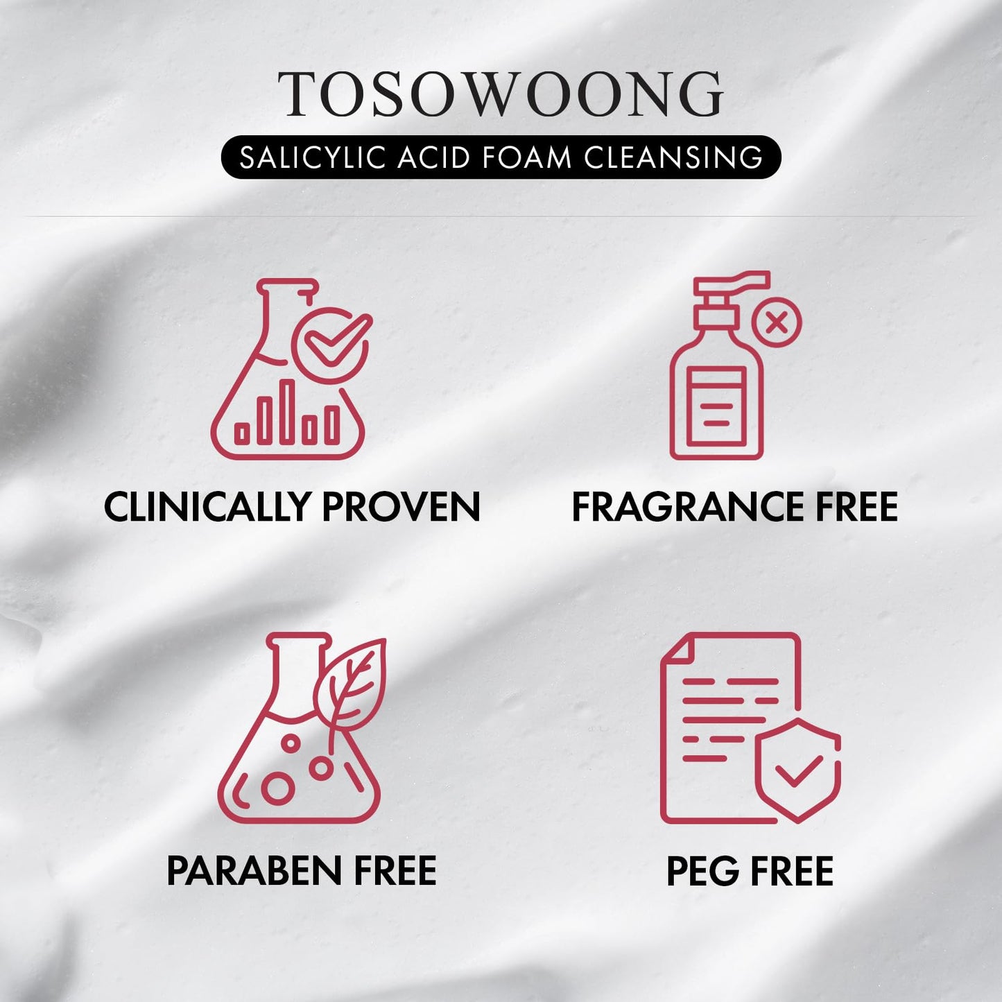 TOSOWOONG Salicylic Acid Foam Cleanser – Deep Pore Cleansing for Oily Skin, 18,000ppm SA, 100ml