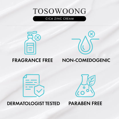 TOSOWOONG SOS Repair CICA Clinic Zinc Cream 50g – 10% Zinc Oxide for Barrier Repair & Soothing