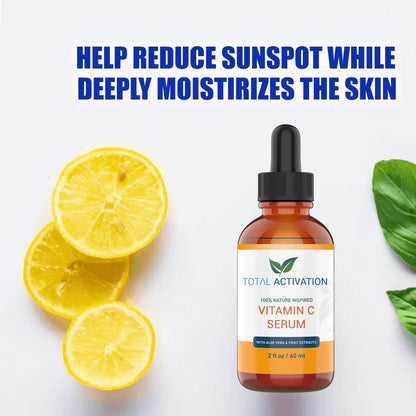Total Activation Vitamin C Serum with Aloe Vera & Vitamin E — Hydrating Serum 2oz