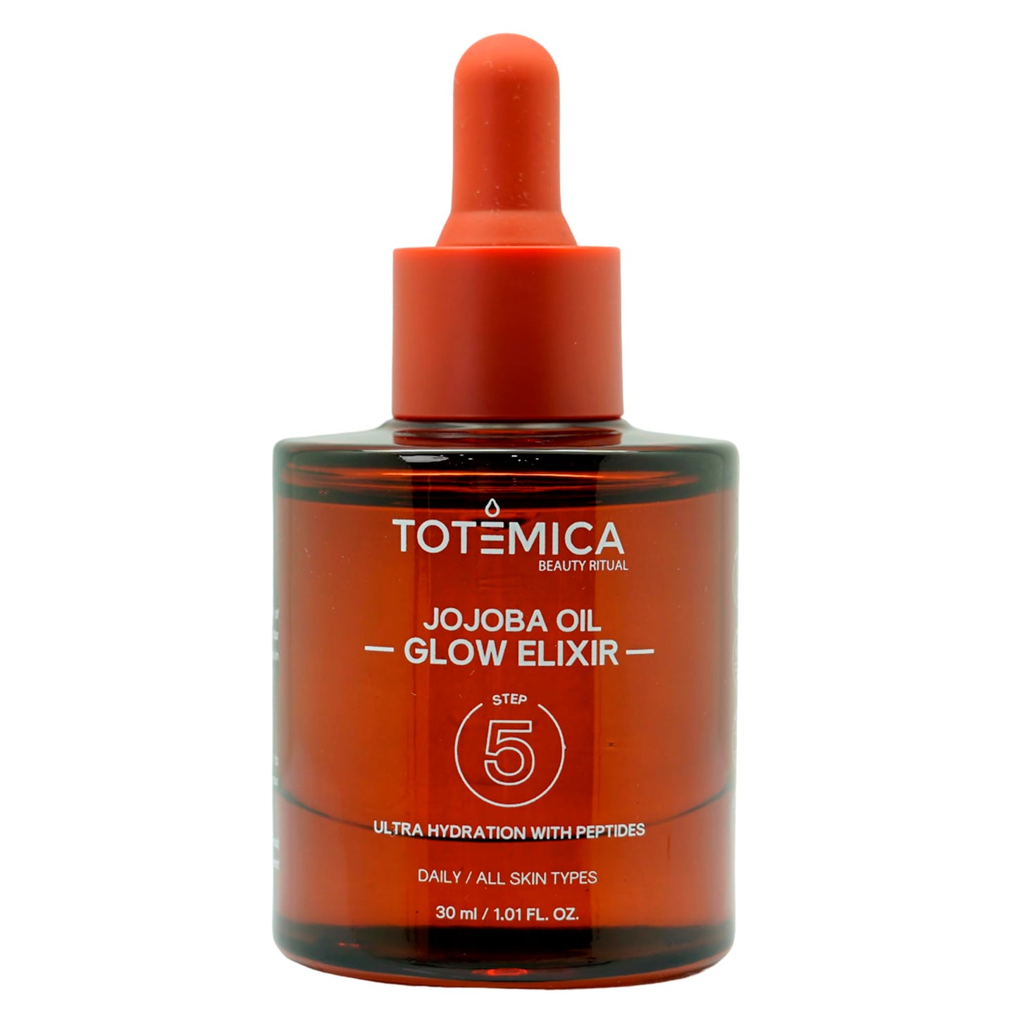 TOTEMICA Organic Jojoba Oil Glow Elixir – Hydrating Face Oil with Peptides | Vegan, Non-Comedogenic for Face, Body & Hair (1.01 Fl Oz)