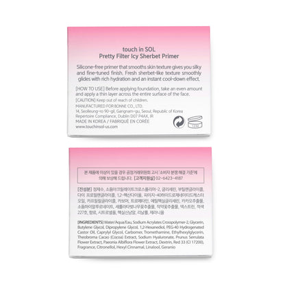 Touch in Sol Icy Sherbet Primer – Hydrating, Silicone-Free Gel Primer for Pores & Wrinkles | Cooling Effect