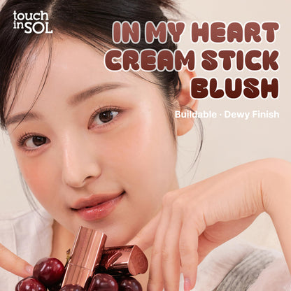 Touch in Sol In My Heart Stick Blush (#Reddish Brick) – Cream Blush Stick for Cheeks, Lips & Shading
