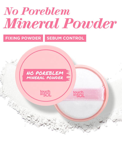 Touch in Sol No Poreblem Mineral Powder – Oil-Control Setting Powder for Oily Skin, Translucent Blurring Finish (0.17 oz)