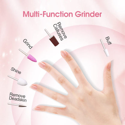 TOUCHBeauty Electric Nail File Drill with UV Stand and 5 Bits – Home Manicure Kit