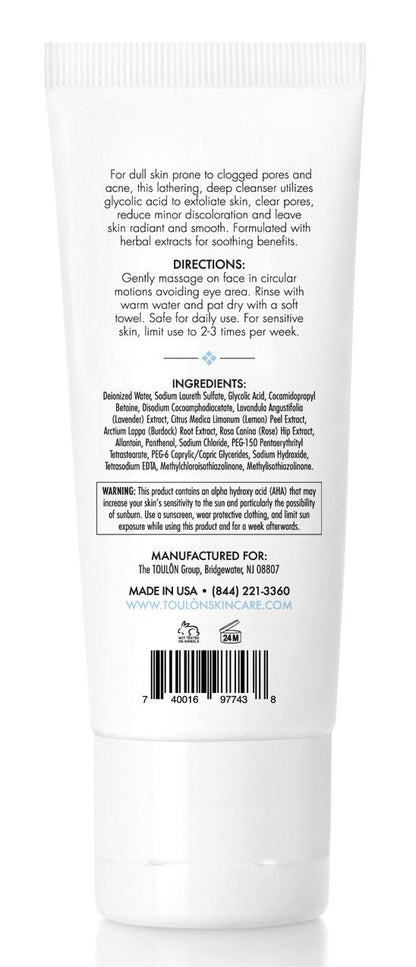 TOULON Glycolic Acid Skin Care Kit: AHA Cleanser, Glycolic Cream, and Eye Cream
