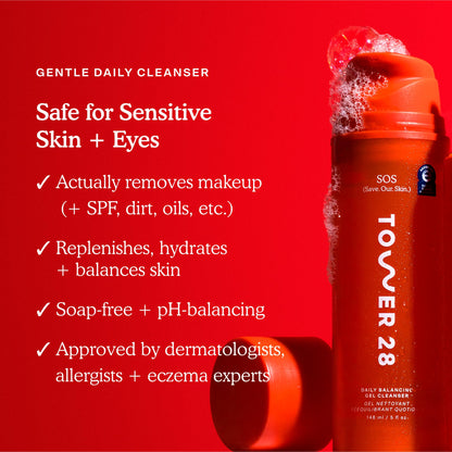 Tower 28 SOS Gel Facial Cleanser – Hydrating, Fragrance-Free Face Wash for Sensitive Skin