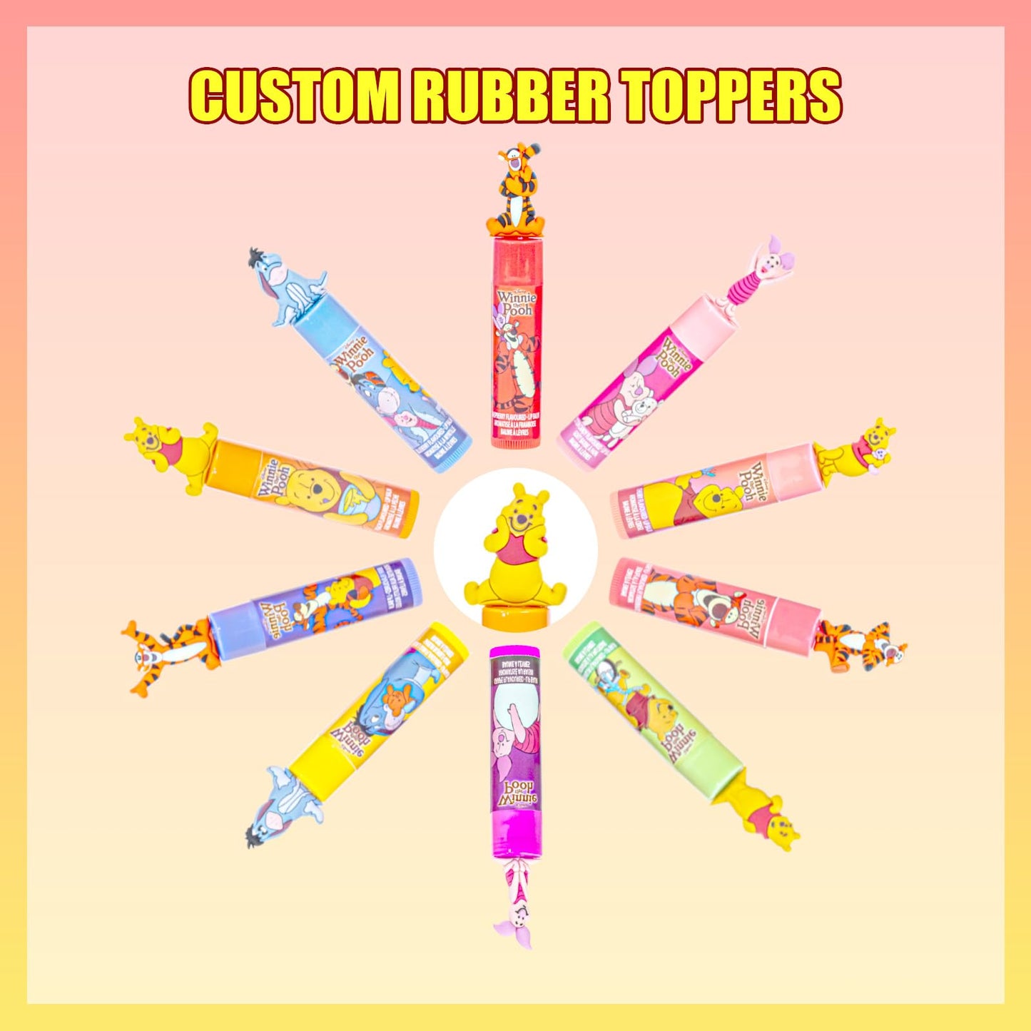 Townley Girl Winnie the Pooh 10-Piece Plant-Based Lip Balm Set – Kid-Friendly Gift