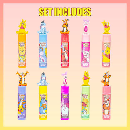 Townley Girl Winnie the Pooh 10-Piece Plant-Based Lip Balm Set – Kid-Friendly Gift