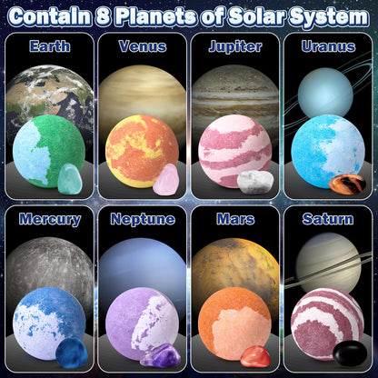Toylink Galaxy Bath Bombs for Kids – 8 Pack Planets with Surprise Inside