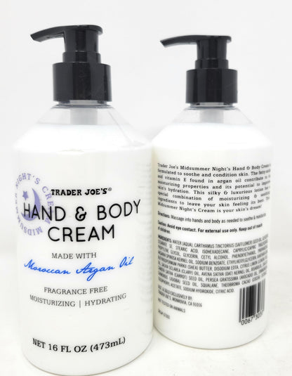 Trader Joe's Midsummer Nights Cream Hand & Body Lotion with Moroccan Argan Oil – Pack of 2