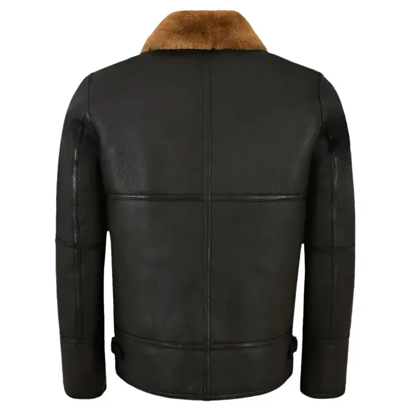 Men's Traditional Black Shearling Jacket