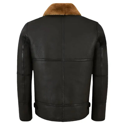 Men's Traditional Black Shearling Jacket