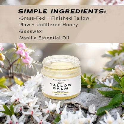 TRADITIONAL NUTRIENTS Tallow Balm – Vanilla Bean, Honey & Beeswax, Grass-Fed Suet Tallow