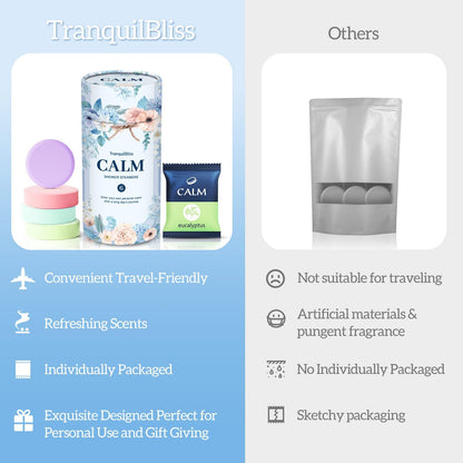 TranquilBliss Shower Steamers – 12 Count, Six Scents, Organic & Natural Fragrance