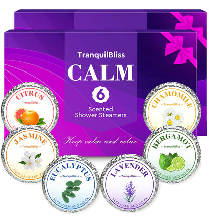 TranquilBliss Shower Steamers – Purple Set (2 Packs, 12 Tablets)